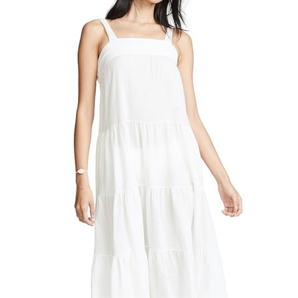 9seed Sayulita White Gauzy Cotton Strappy Tiered Maxi Dress - Picture 2 of 10